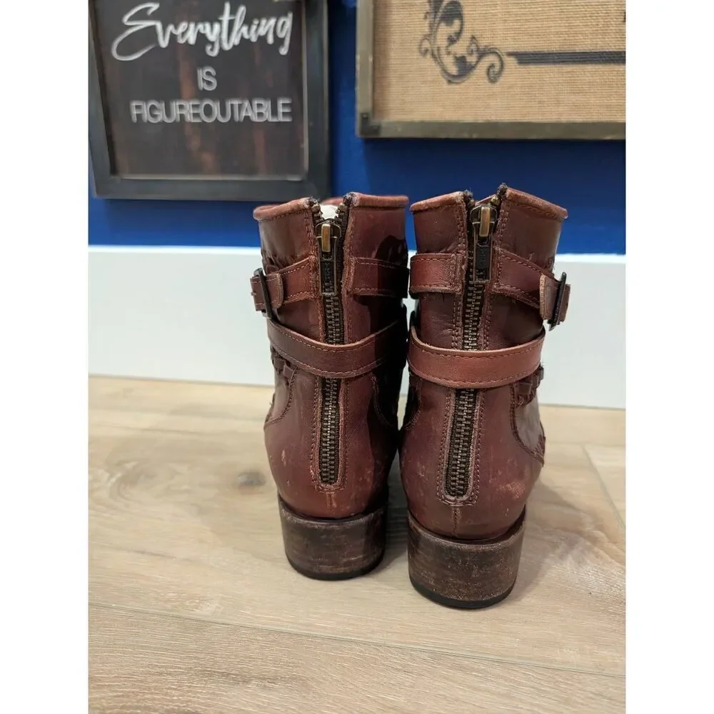 RARE Freebird by Steven Home Booties Women's Size 10 Distressed Leather